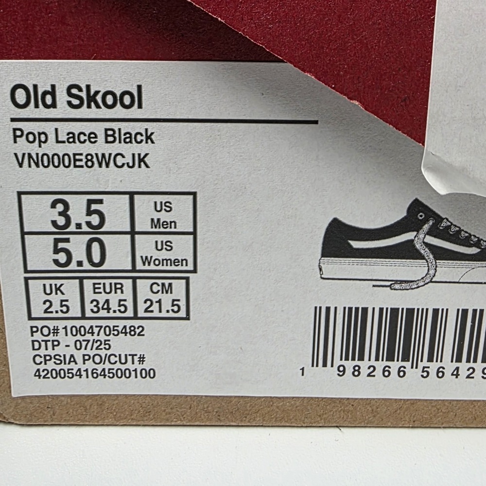 NEW Vans Old Skool Pop Lace  Black- Men's Size 3.5, Women's Size 5 ‎ #999 - Picture 10 of 10